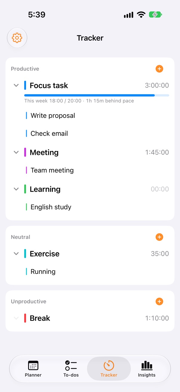 PlanLog trackers